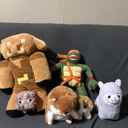 Minecraft Pig TMNT Michelangelo & Other Plushies Stuffed Animal Lot