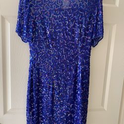 Sequins Evening Cocktail Wedding Party Silk Dress, Size 4 New With Tag