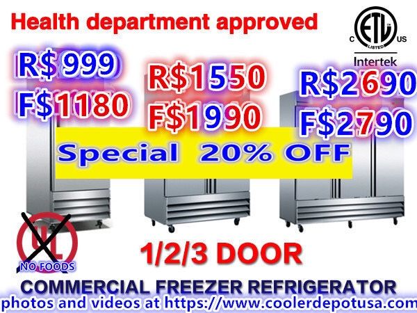 Commercial Reach In Freezer Refrigerator Refrigerated Cooler RESTAURANT EQUIPMENT