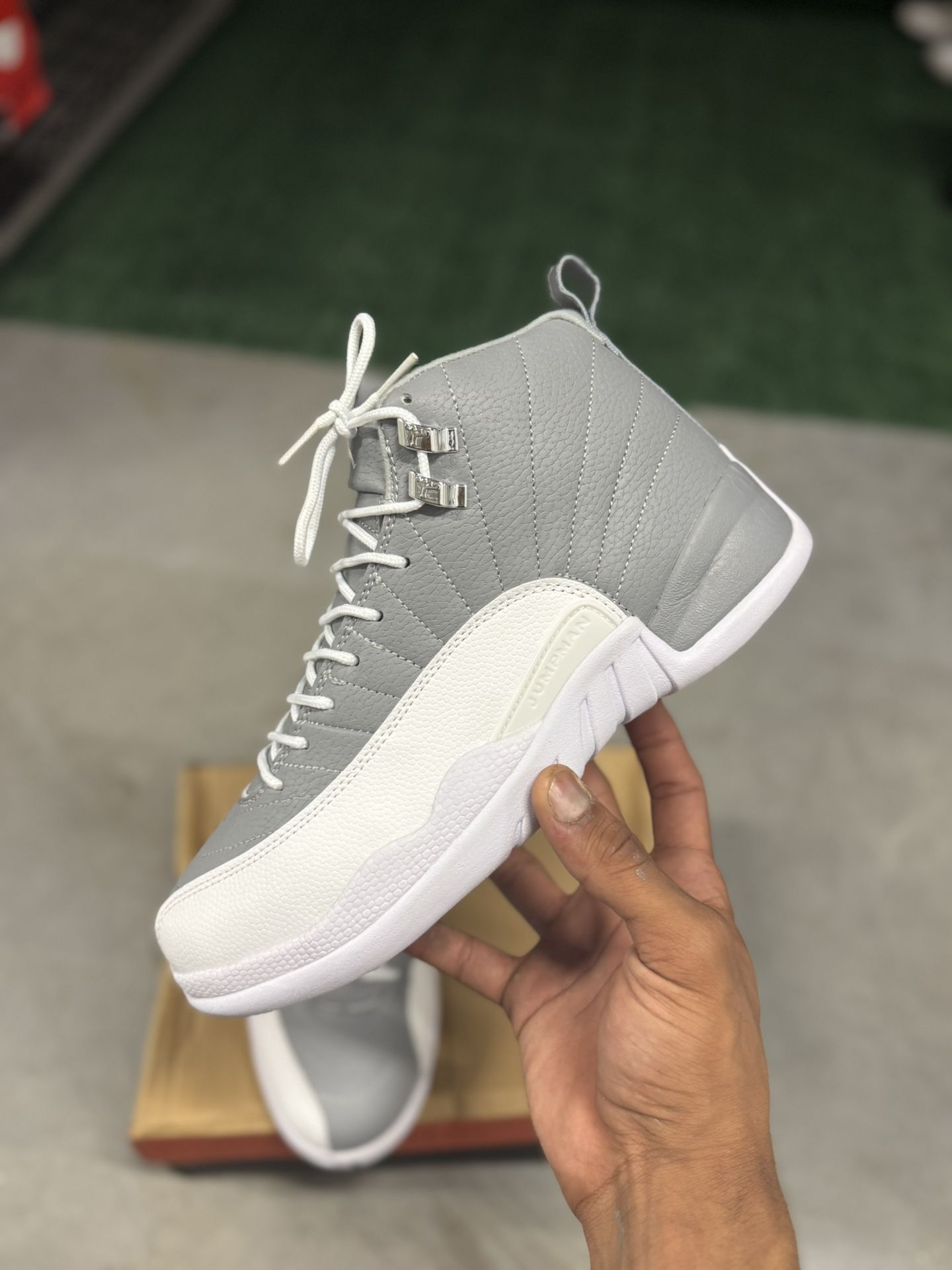 “Stealth Grey” Jordan 12s 9.5/M, 11/W 💨