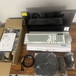 22” FHD Monitor with Single Arm Monitor Mount and Wireless Keyboard Mouse