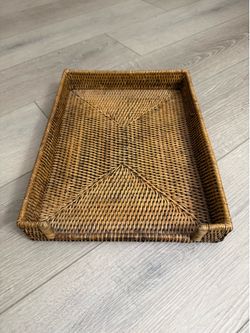 Woven Rattan Rectangular Tray