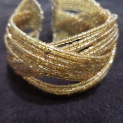 Beaded Amber Color Bracelet 