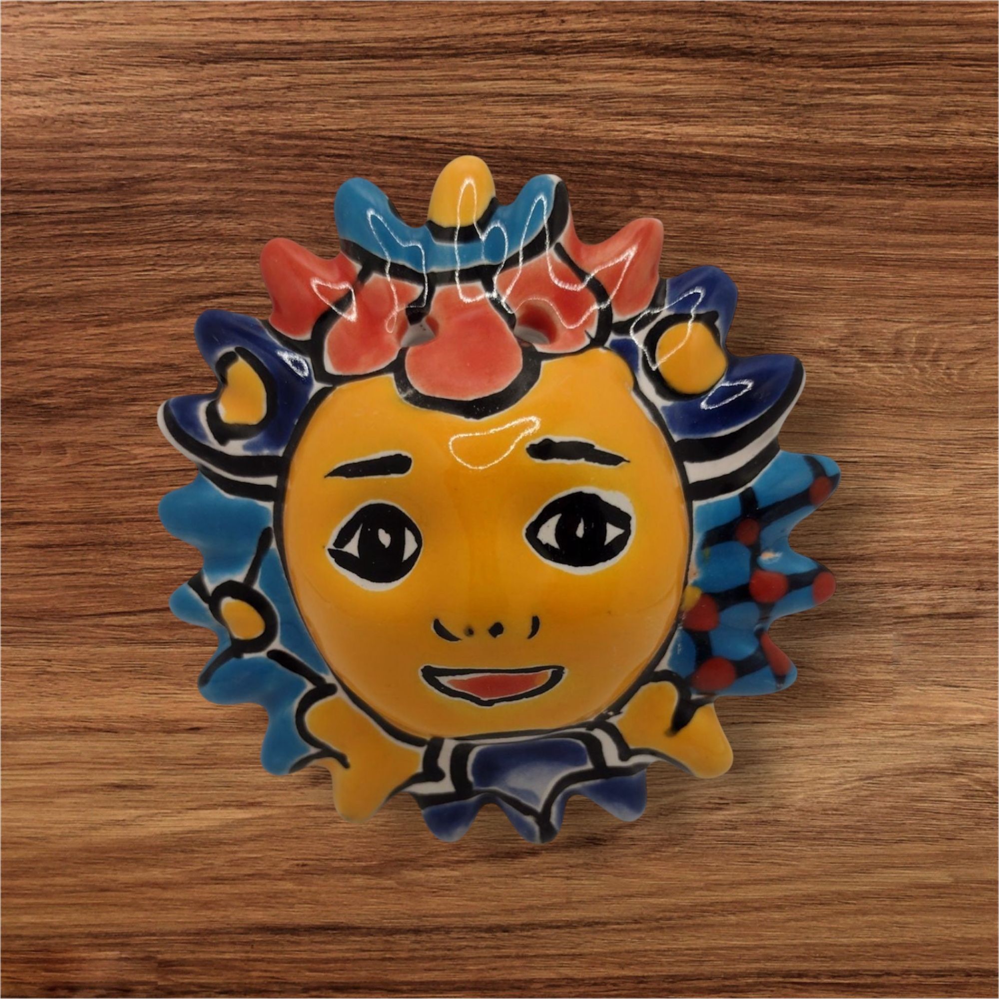 Mexican Talavera Mini Sun Sculpture/ Home Decor