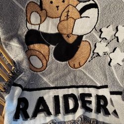 vintage teddy Bear Oakland raiders baby blanket
