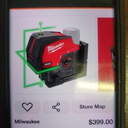 MILWAUKEE M12 GREEN LASER CROSS LINE &PLUMIN POINTS