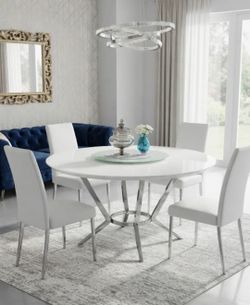 DINING TABLE ROUND WHITE GLOSSY 53x53