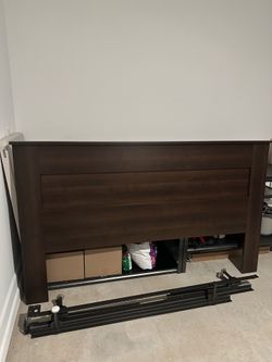 King headboard and metal bed frame