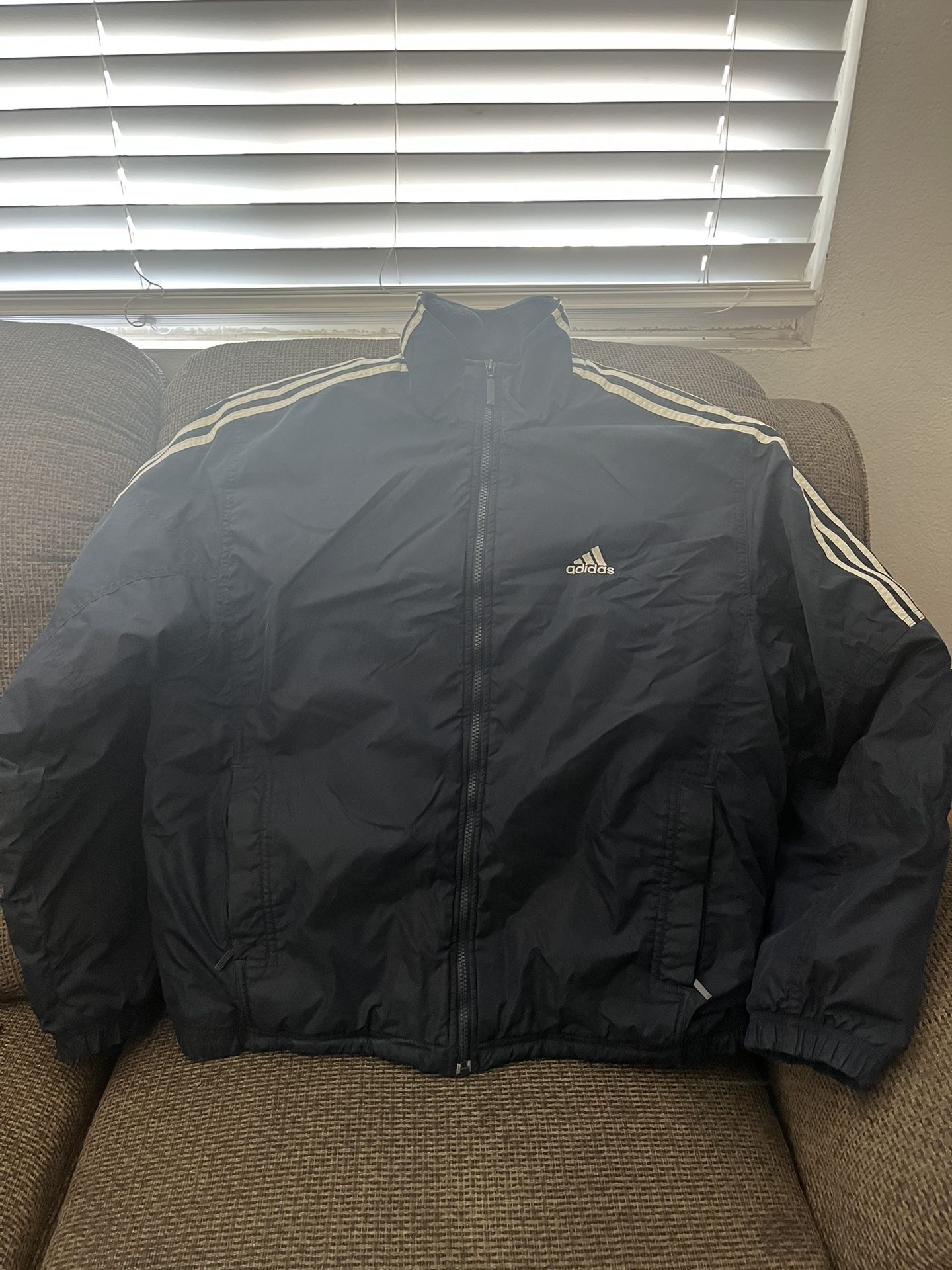Vintage Adidas Puffer Jacket Size M Black Full Zip