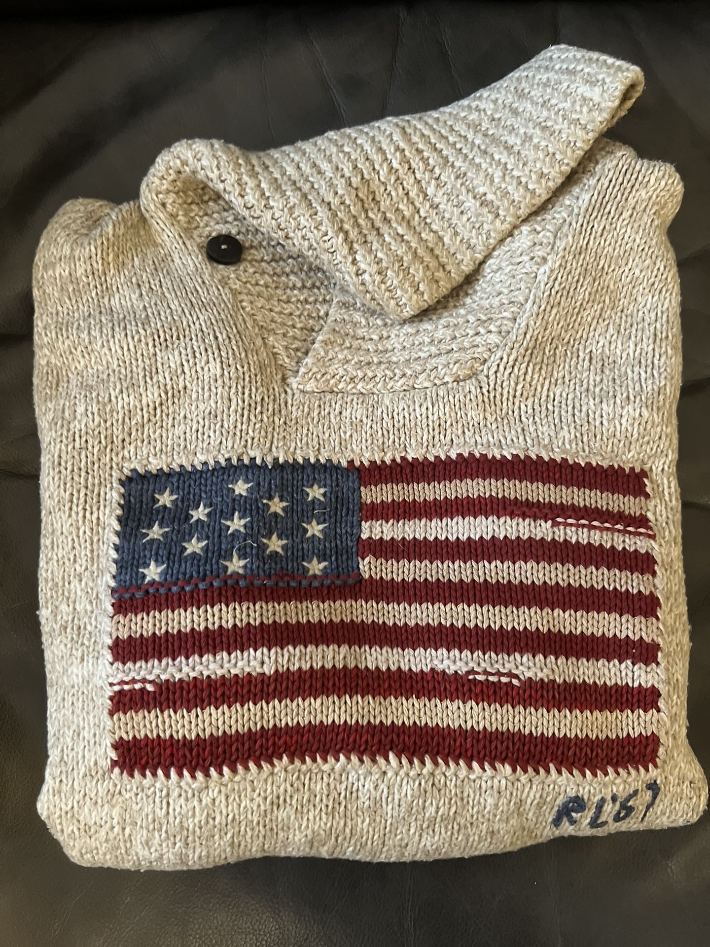 POLO RL SHAWL COLLAR KNIT SWEATER