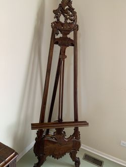7’ ANTIQUE ORNATE CARVED WOOD ARTIST EASE