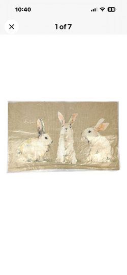 Pottery Barn EASTER Bunny Cottontail Rabbit Print Lumbar Pillow Cover 16"x26”