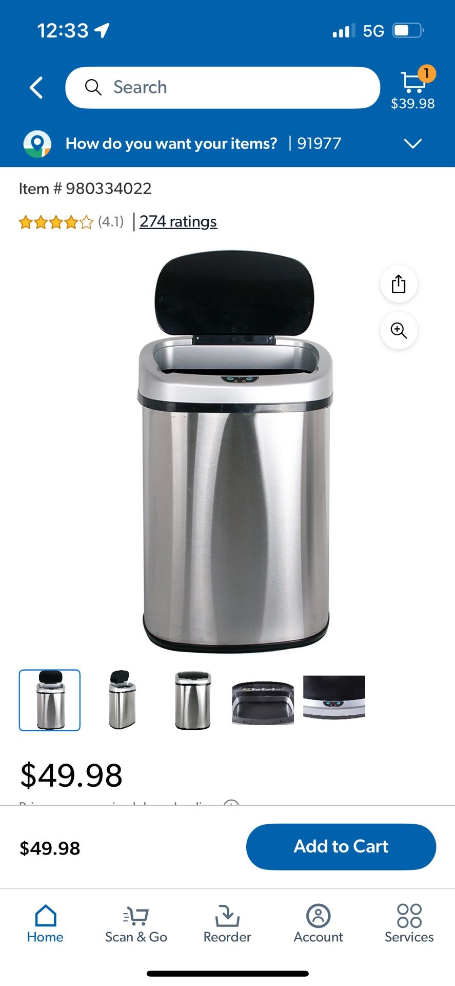 13 Gallon Automatic Stainless Steel Trash Can Motion Censored For Automatic Opening
