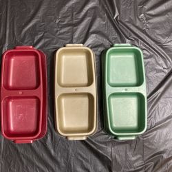 3 Plastic Double Dog Bowls