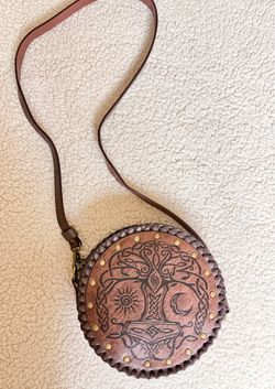 Round Faux Leather Crossbody Bag