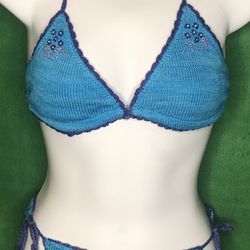 Large Blue Knitted Lined Bikini 