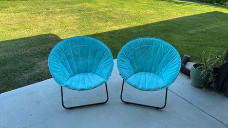 Blue Teal Velvet Saucer Chairs - $20