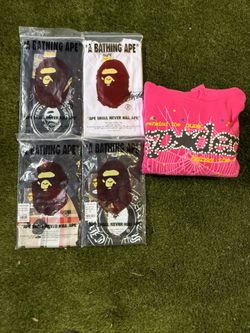 Bape tees and sp5der hoodie for sale