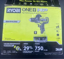 Ryobi ONE+ HP 18V Brushless Cordless 1/2 in. Hammer Drill Kit with (1) 4.0 Ah High Performance Battery, Charger, and Tool Bag
