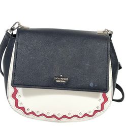 Kate Spade Ripple Leather Crossbody Handbag Shoulder Purse Bag  Black White Red