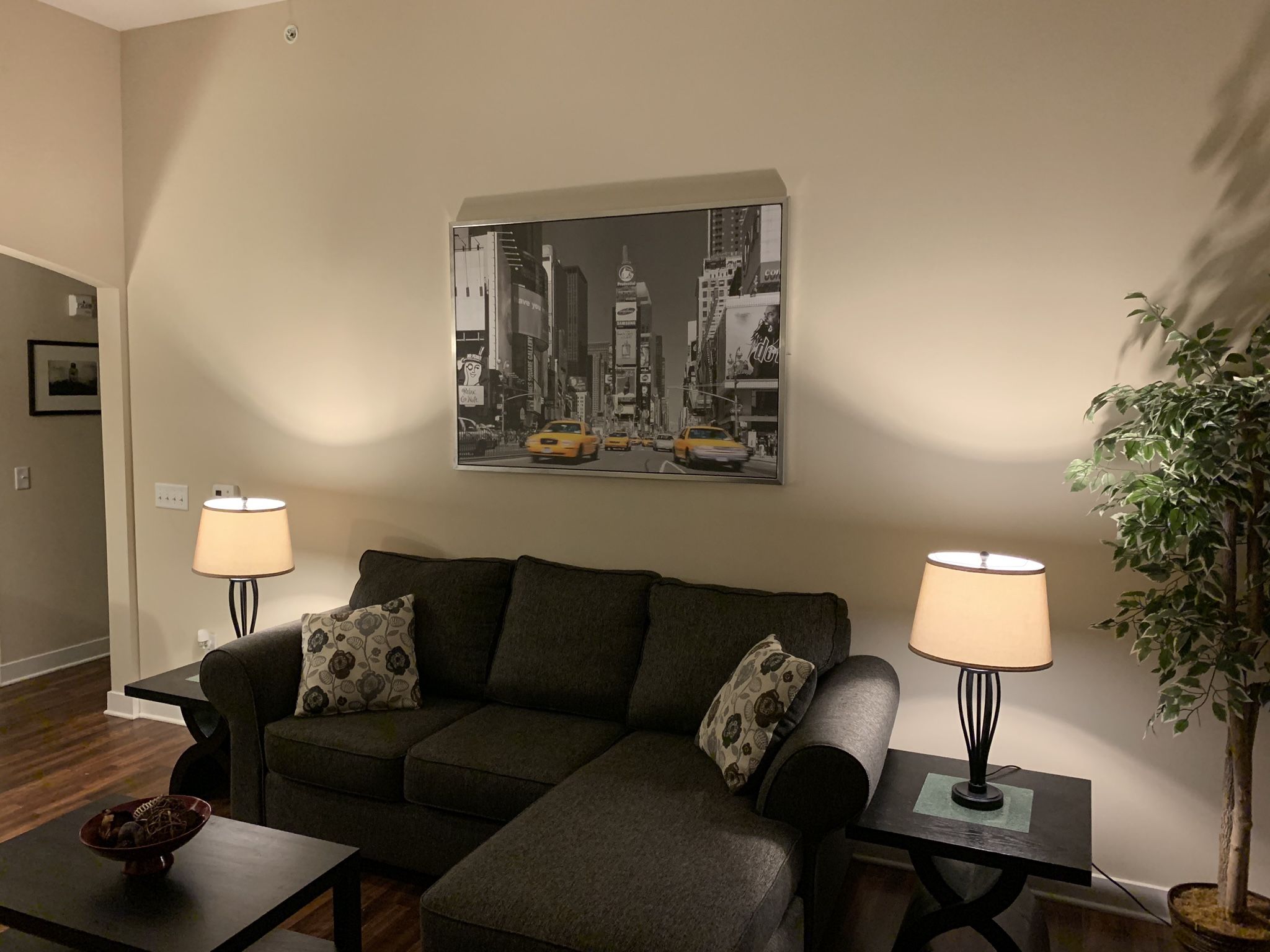 Gray Chaise Couch + Pillows