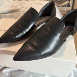 Vince Black Leather d’Orsay Flats Size 8 Made in Italy