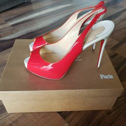 Christian Louboutin authentic size 37(7) red and white heels