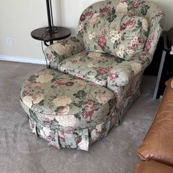 Chair With Ottoman - Floral Design - Great Condition