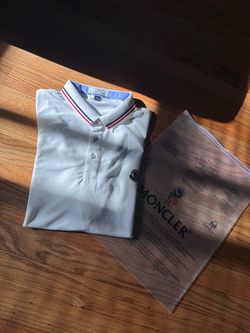 Moncler White Polo Shirt – Tricolor Collar & Sleeve Trim