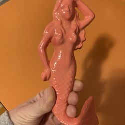 Cast iron coral painted mermaid hook