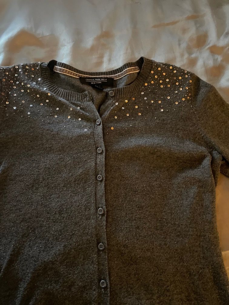 Gray Central Park West Button Up Sweater