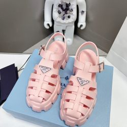 Prada Girls' Fan Color Thick-soled Shoes Sandals Size: 7.5