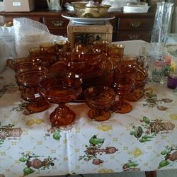Amber Vintage Glassware Set 