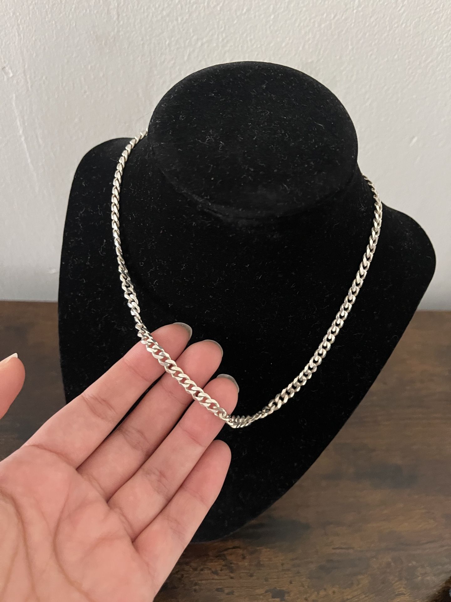 Real Silver Thin Chain Necklace Women’s