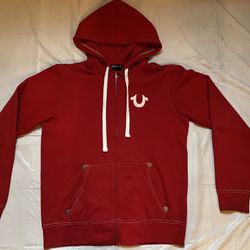 MENS: True Religion Red Zip Up / White Stitching - MAKE AN OFFER IF INTERESTED 