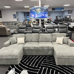 Gray Sofa Sectional w/ Double Chaise 