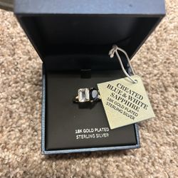 Sapphire ring, 18k gold plated sterling silver