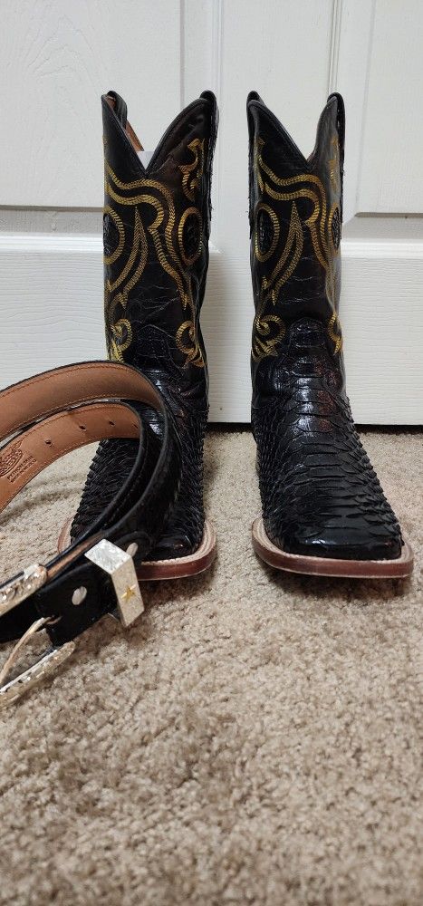 Python Boots W/Belt Botas De Piton Con Cinto