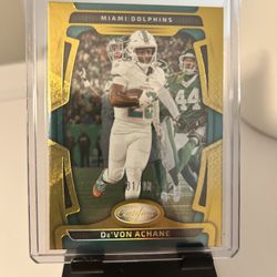 2025 Panini Certified Devon Achane Gold 1/10 First on Print SSP