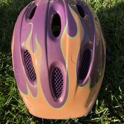 Giro Helmet - Pink/Purple/Orange Fire Design (Kids)