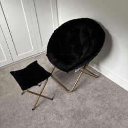 Faux Fur Saucer Chair w/ Ottoman