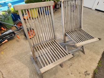 Teak Folding Chairs x 2