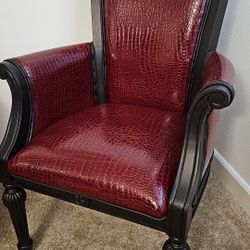 STUNNING armchair! Black frame + deep red wine seats = one of a kind beauty!