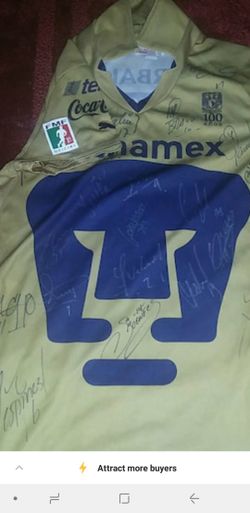 SoccerJersey Original Pumas white autograph size Small Camiseta de Los Pumas Chica con autografos Originales