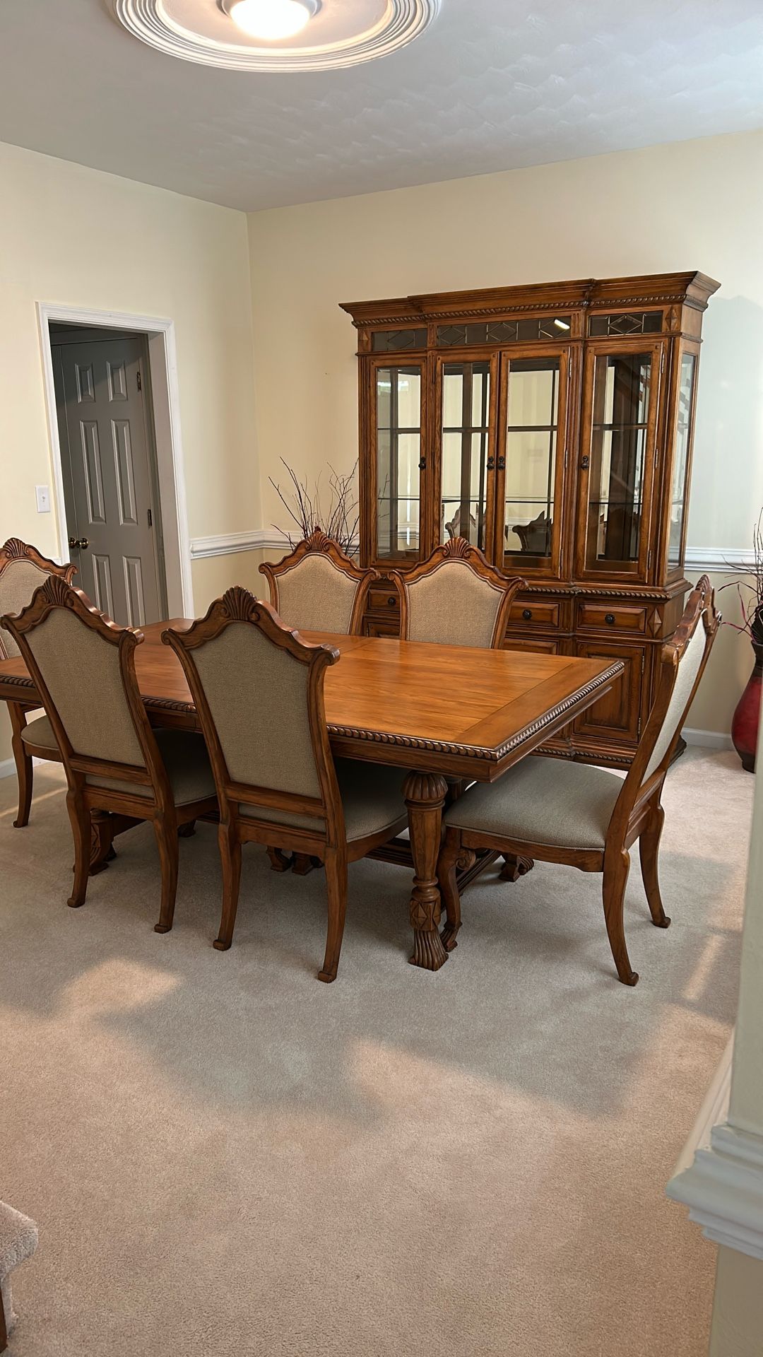 Haynes Dining Room Table, Chairs, Cabinet