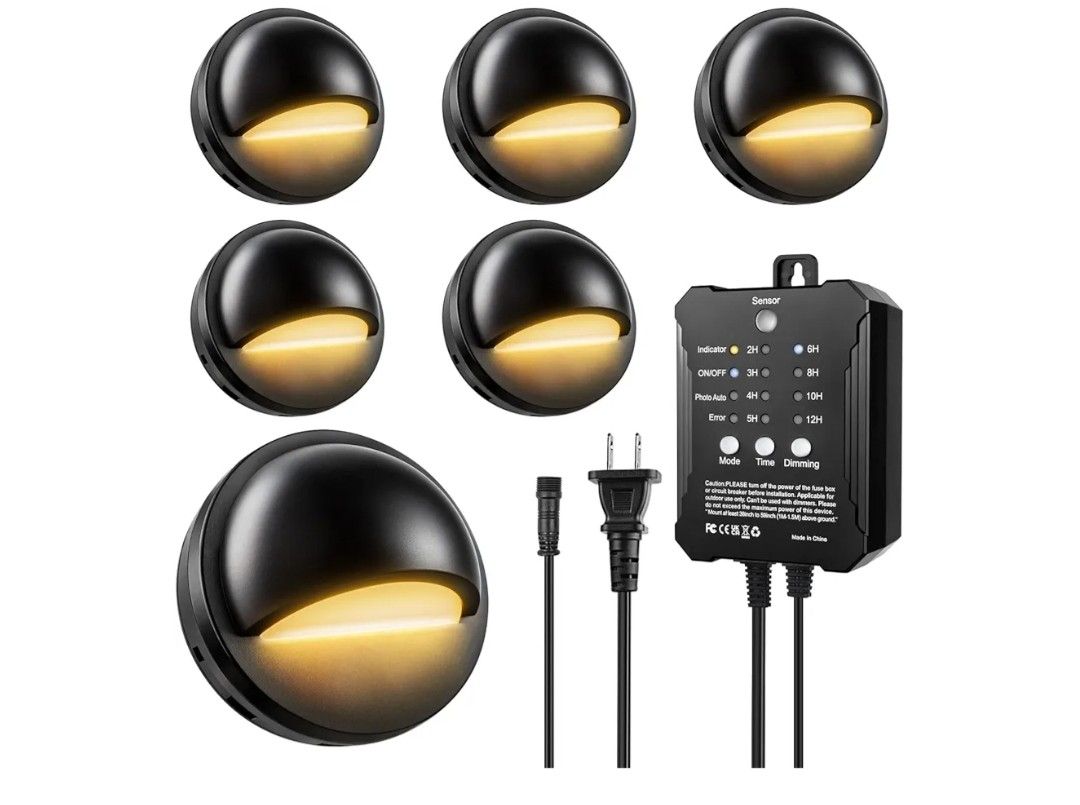 9251: Low Voltage LED Deck Lights Kit, IP67 Waterproof Fence Lights with Transformer Photocell Sensor, Warm White Deck Lighting for Outdoor Walkway St