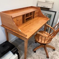 Custom Crafted Solid Wood Desk And Chair