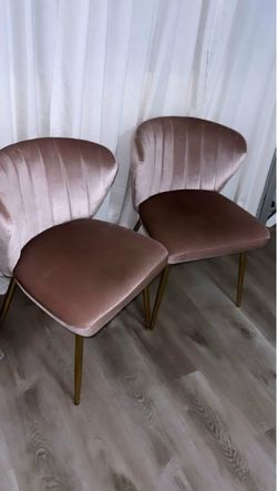 Pink Velvet Accent Chairs with Gold Legs – Set of 2