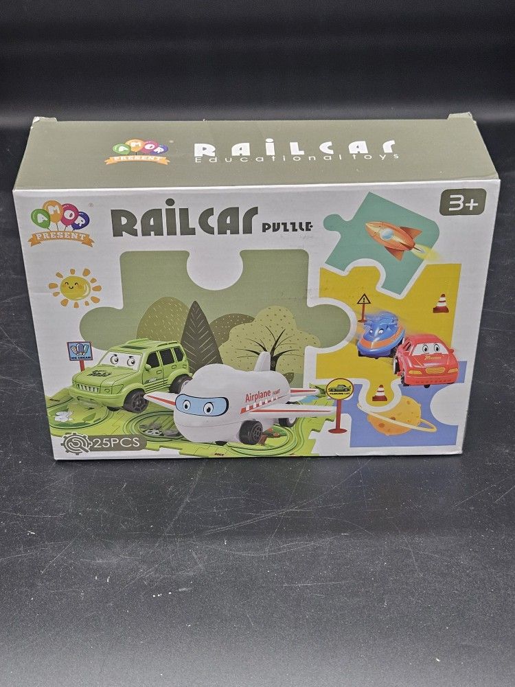 25PCS RAIL Car Kids Car Track Set Land Series Jigsaw Puzzle Race Car Track Set Ages 3+