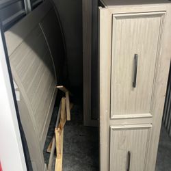 king-size bedroom set (headboard + tall chest or nightstand).